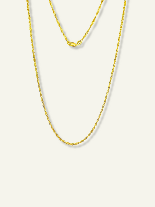 diamond cut 10K Singapore Chain Necklace, 10K Singapore Chain Necklace, solid gold for women, gift for her, mothersday goldd gift, goldnboys, goldnboys.com, 1.8mm 10K Singapore Chain Necklace, real gold necklace