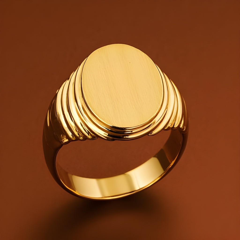 14K Yellow Gold Men's oval signet Ring, rings for men, signet rings for men, real gold rings for men, mens rings, 14 gold rings, goldnboys, goldnboys.com, mens fashion, jewelry, unisex rings, oval signet ring for men.