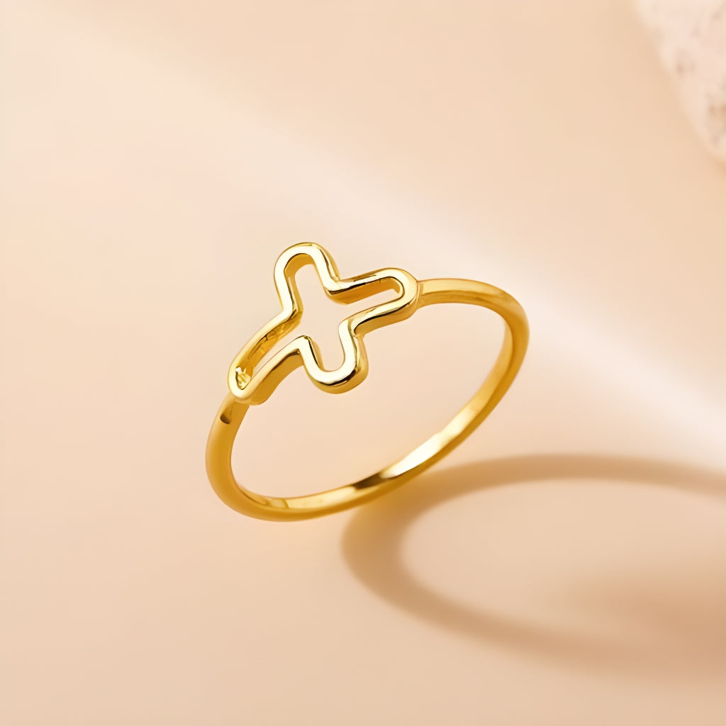 14K Yellow Gold Cross Ring, religious rings, rings for him, rings for father, rings for brother, fathers day gift, real gold rings, 14k gold rings, dainty rings, cross rings, thin cross ring, goldnboys, goldnboys.com, gift her her, faith ring, unisex rings, yellow gold rings,.