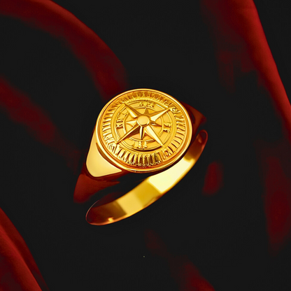 14K Yellow Gold Compass Men's Ring, 14K Yellow Gold Compass Men's Ring size 10, goldnboys.com, goldnboys, mens rings, yellow gold rings, 14k solid gold rings. 